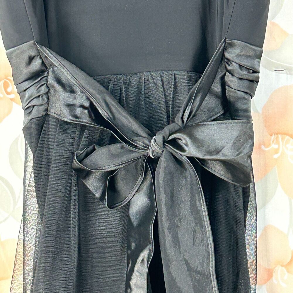 Taboo Dress Womens Small Black Floral Beaded Sleeveless Chiffon Tie Back - Picture 12 of 14